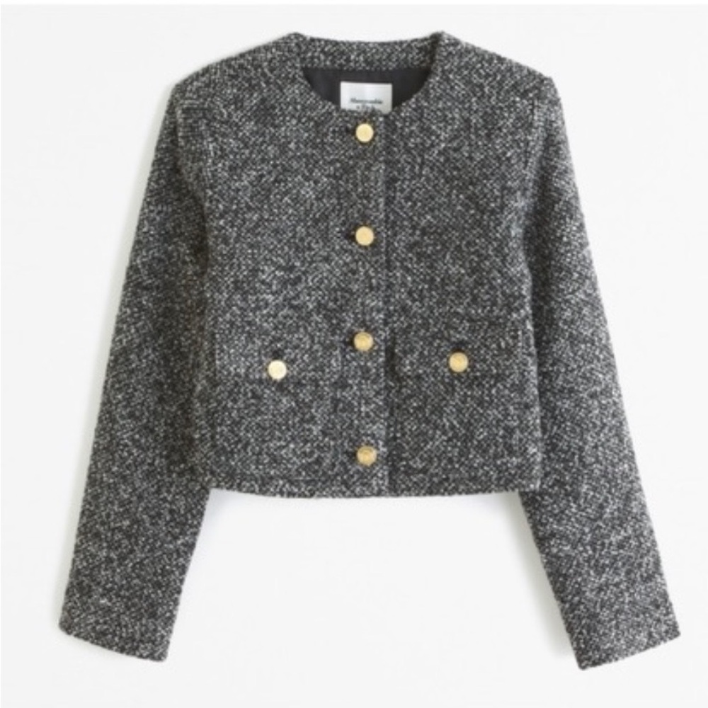 NWT - Abercrombie & Fitch tweed collarless jacket - Picture 3 of 8
